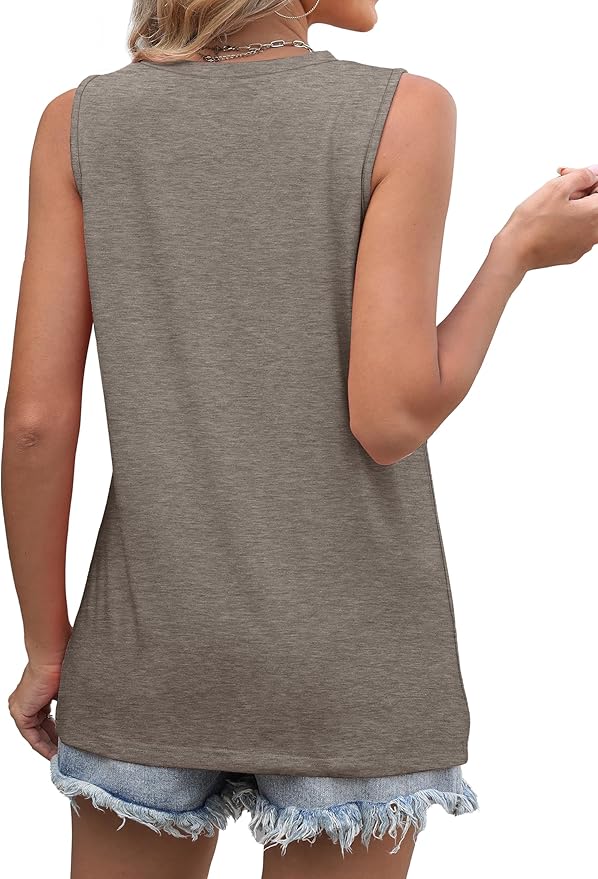WIHOLL Women's Sleeveless Summer Crewneck Loose Fit Tank Tops
