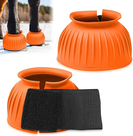 Abbylike Bell Boots for Horses 1 Pair/2 Pair Available, Protect Against Hoof Impact Trauma, Rubber Bell Boots Horse Care for Turnout, No Rub Design Wrap Hook and Loop