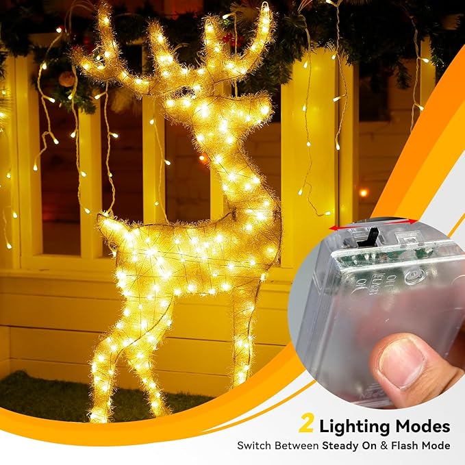 LitHome 2 Pack Warm White Fairy Lights Battery Operated, 20 FT 60 LED Twinkle Lights Battery Operated 2 Modes, Waterproof Led Fairy String Light for Indoor Outdoor Christmas Wedding Bedroom Decor