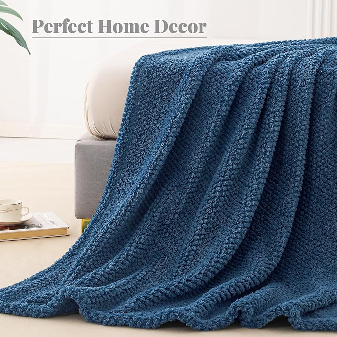 Whale Flotilla Soft Fleece Twin Size Bed Blanket, Navy Blue | 60x80 Inch, Suitable for Bed, Fluffy Fuzzy Jacquard Blankets for All Season, Lightweight and Cozy