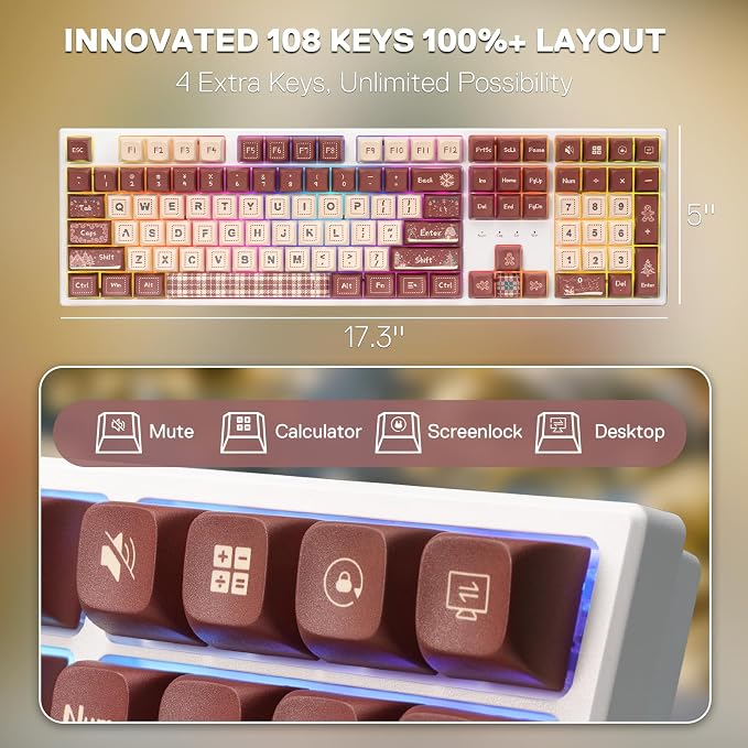 Redragon K668 108-Key Hot-Swap Wired RGB Gaming Keyboard, Extra 4 Hotkeys | Dedicated Shortcut Keys for Mute, Calc & Desktop, Cushioned Noise Dampening for Creamy Thocky Sound, Swap-Ready, PRO Software