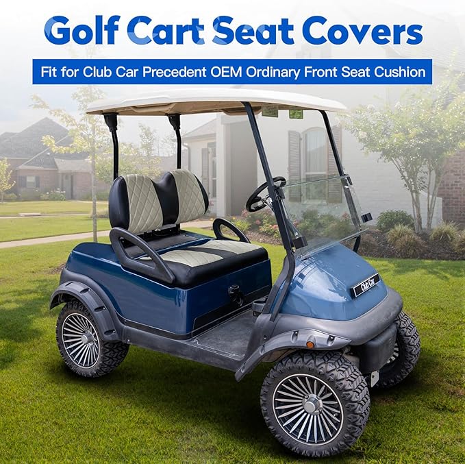 NOKINS Golf Cart Diamond Seat Covers Kit, Fit for Club Car Precedent OEM Standard Front Seat Cushion, Golf Cart Vinyl Seat Cover, No Nails Required