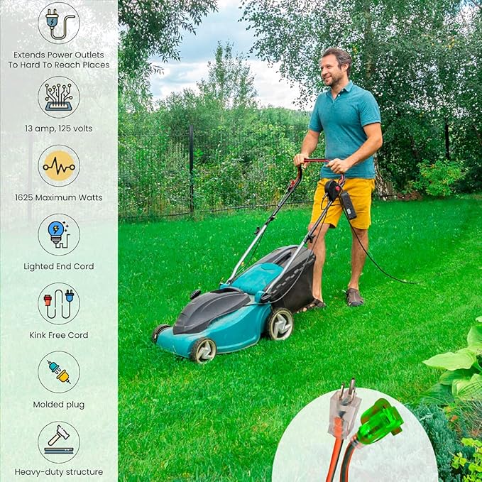 Power By GoGreen Go Green Power Inc. 16/3 50-Foot Outdoor Extension Cord - Heavy-Duty, Weatherproof, GG-13750