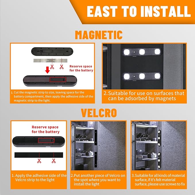 MIND&ACTION Gun Safe Lights,Motion Activated LED Light for Gun Safe Gun Cabinet, Ultra Bright Rotatable LED Lens for Directional Lighting Battery Powered (Black 1 Pack)
