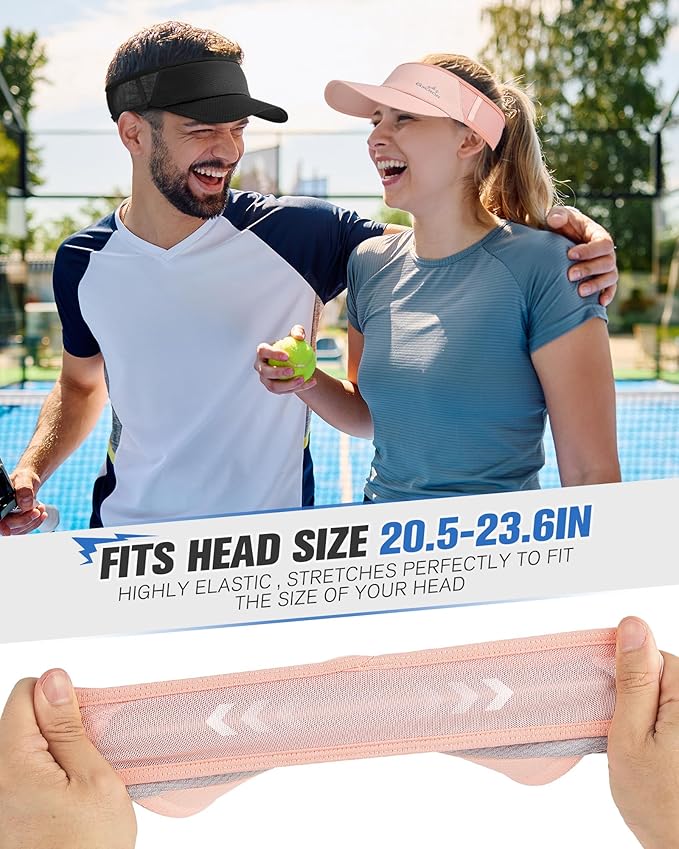 GXCROR Sports Sun Visor Hat Men Women, Lightweight Breathable Quick Dry Sports Sun Hat for Running Golf Tennis
