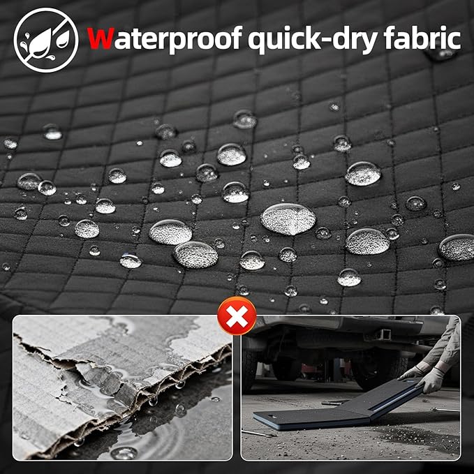 AggAuto Portable Rolling Creeper Mat - 60 x 32in Extra Wide Mechanic Mat, Waterproof PU Material, Foldable Design for Under Car Repair in Garage/Parking Lot/Outdoor, with Storage Bag