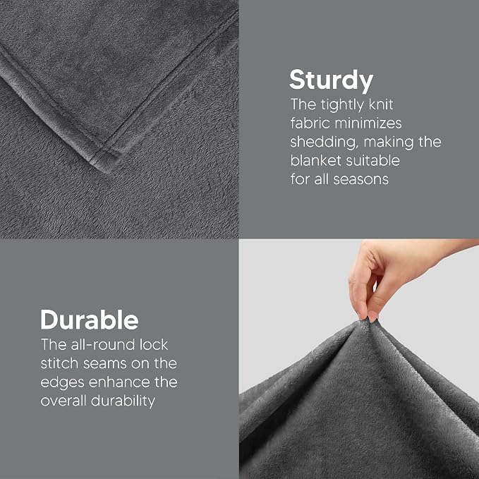 Utopia Bedding Ultra Soft Fleece Bed Blanket Full Size Grey (90x84 Inches) | Microfiber Plush Warm Lightweight Breathable Cozy Blanket Anti-Static, All Season Use, Gift for Women and Men