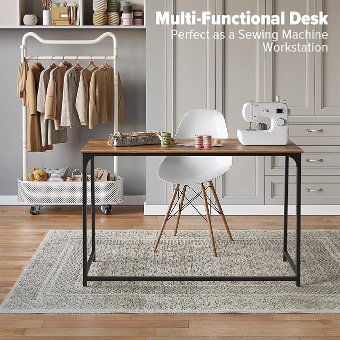WOHOMO Folding Desk, 47.2" Foldable Computer Table for Small Spaces, Walnut | Easy Assembly and Fold, Sturdy Home office desks for Study Bedroom Dorm Space Saving Writing Work Apartment