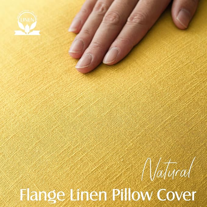 Foindtower Pack of 2, Decorative Linen Solid Throw Pillow Covers Soft Accent Euro Cushion Case Farmhouse Neutral Pillowcase for Chair Couch Sofa Bed Living Room Home Decor 20 x 20 Inch Ginger Yellow
