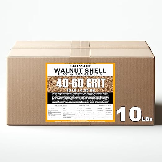 40-60 Grit Ground Walnut Shell Media (10 LBS / 4.55 KG) - Extra Fine Grit for Tumbling, Blasting, Vibratory, Polishing, Deburring