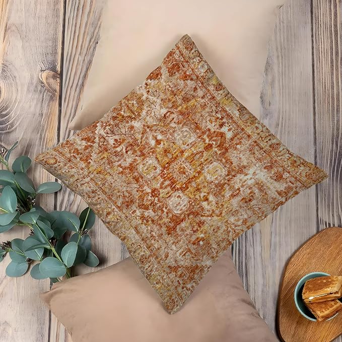 Boho Throw Pillow Covers 26x26 inch Set of 2,Boho Vintage Carpet Pattern Antique Ethnic Decor Double Sided Pattern Cushion Cover Soft Pillow Case Living Sofa Room Bed Square Pillow Cover