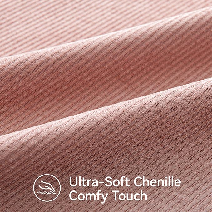 a moment Pack of 2 Decorative Chenille Throw Pillow Covers with Twill Cushion Covers for Sofa Living Room Couch Bed 18x18 Inch,Crafted Border Blush Pink