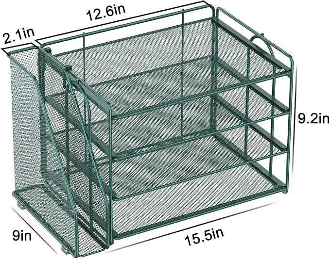 Spacrea Paper Organizer, Desk Organizers and Accessories for Desk with File organizer, Desk Accessories & Workspace Organizers for Catalog & Reference Racks (Dark Green)
