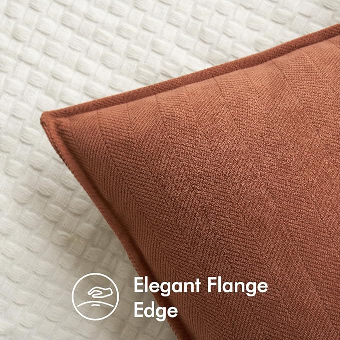 MIULEE Pack of 2 Fall Burnt Orange Decorative Chenille Pillow Covers 18x18 | Soft Couch Throw Pillows,Farmhouse Cushion Covers with Elegant Design for Sofa,Bedroom,Living Room,Spring Home Decor