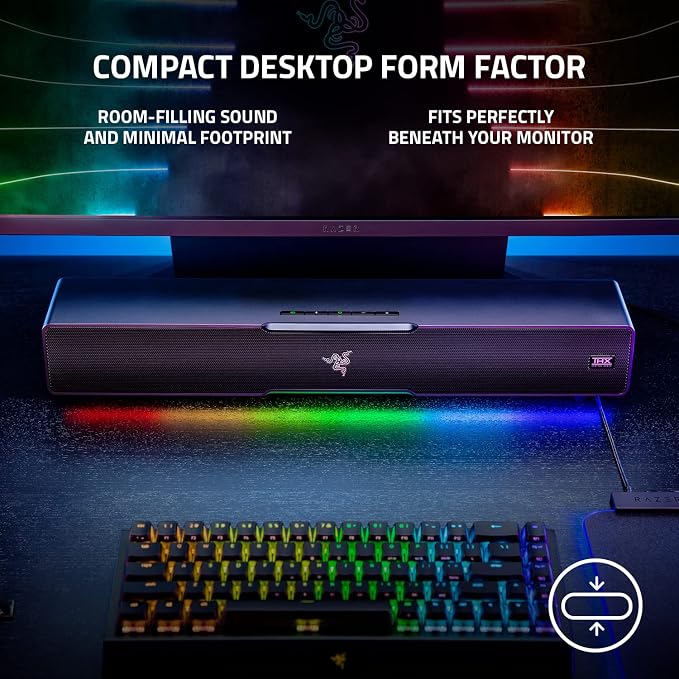 Razer Leviathan V2, Multi-Driver PC Gaming Soundbar w/Subwoofer, Black