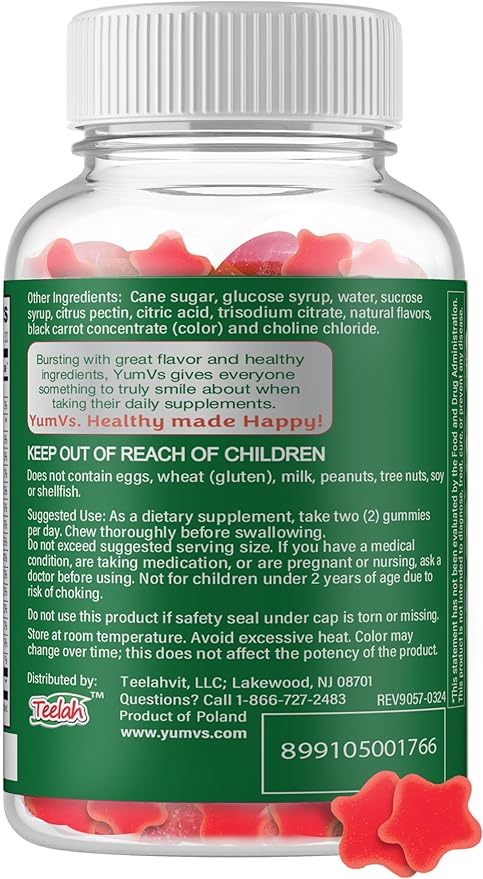 Yum-V's Complete Multivitamin and Multimineral for Adults Jellies, Raspberry, 60 Count