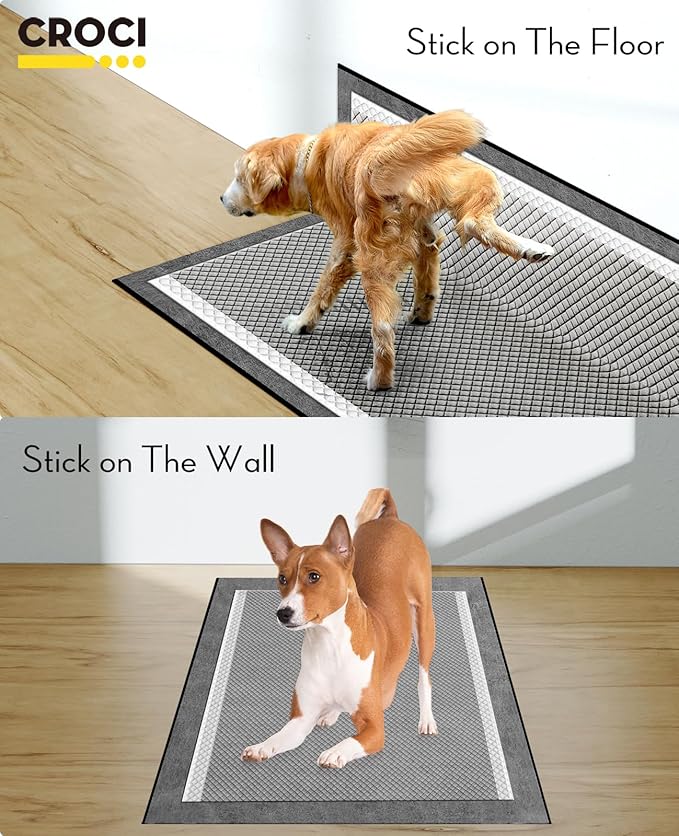 CROCI Pee Pads for Dogs XXL 30x36in, Charcoal Pet Pee Pads Odor-Control & Super Absorbent Up to 10 Cups, 6-Layer Quick Dry & Leak-Proof with Adhesive Tabs, Disposable (35 Counts)