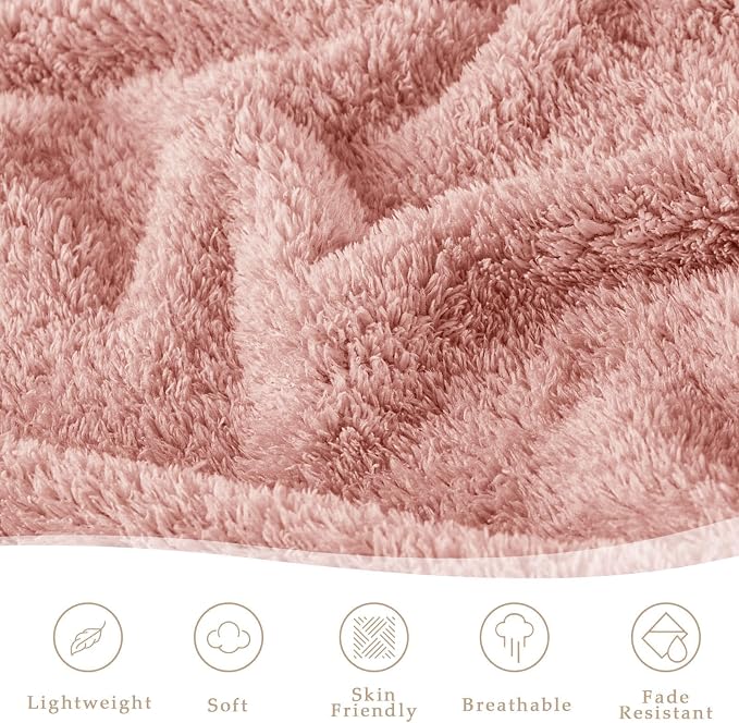 Exclusivo Mezcla Fleece Twin Size Blanket for Couch and Bed, 60" x 80" | Super Soft and Cozy Fluffy Blanket for Women, Lightweight and Fuzzy Blanket for Teens Back to School, All Season, Pink