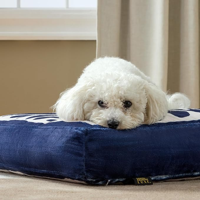 TOWN & COUNTRY LUXE CuddleTown Matisse Everwash® Pillow Pet Bed, Water Repellent Floor Pillow, Machine Washable Cover, Soft & Calming, Navy Blue, Medium 36"x28"x4"