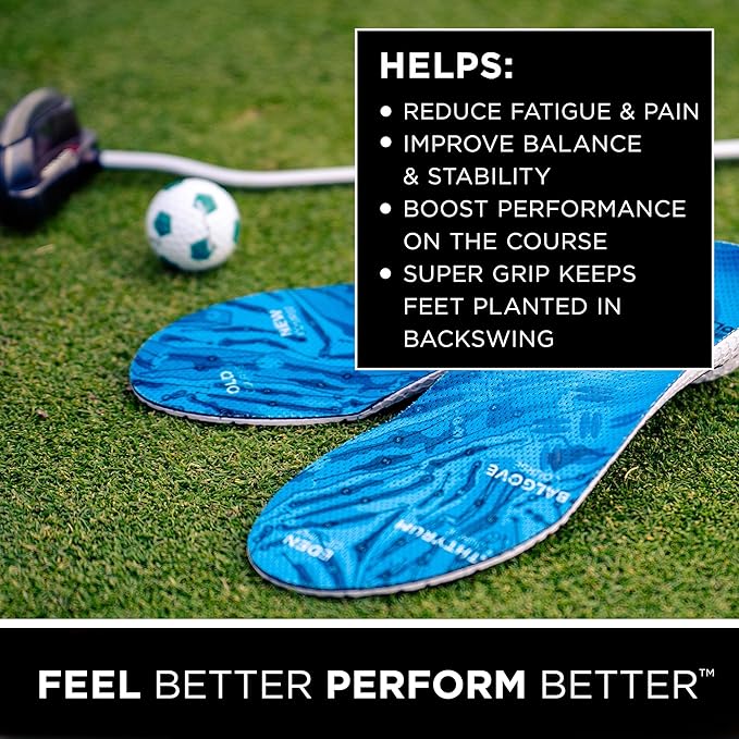 CURREX GolfPro Insoles for Golf Shoes – Arch Support Inserts to Improve Balance, Stability, Comfort & Performance, Help with Foot & Heel Pain Relief – for Men & Women – Low Arch, Medium