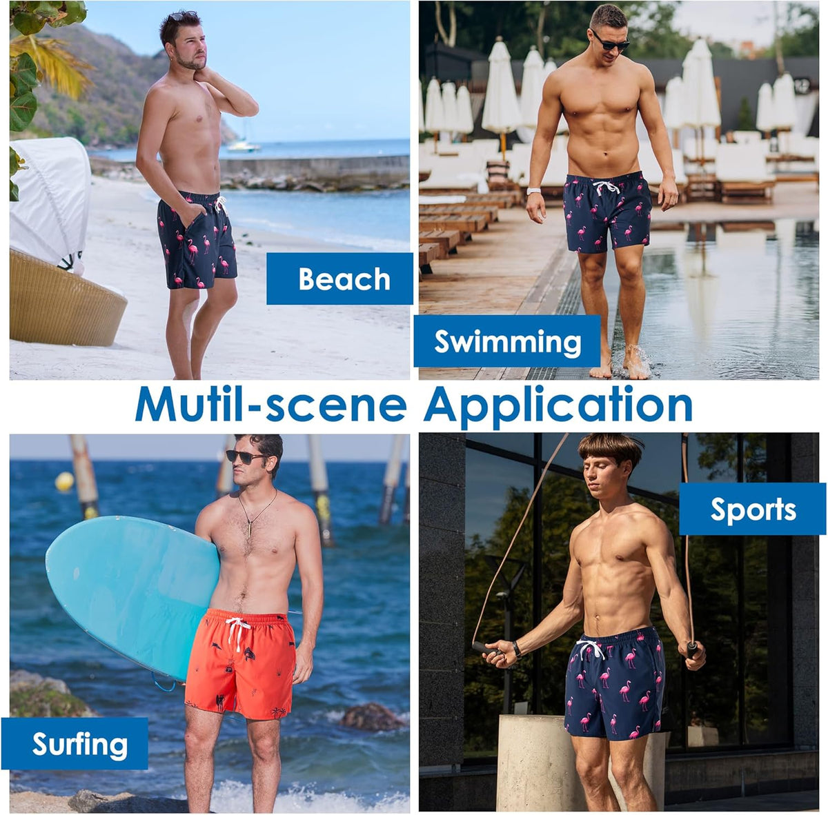 XOMZG Men's Swim Trunks - Quick Dry Beach Shorts with Mesh Lining & Pockets | Hawaiian Style