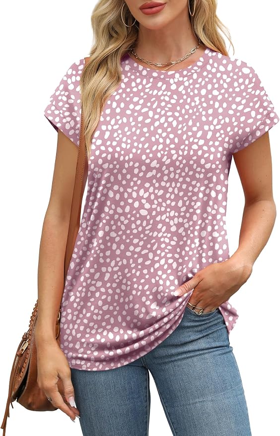 Alaroo Womens Summer Tops Short Sleeve Shirts Crew Neck Tshirt Cute Trendy Tunic Blouses (S-3XL)