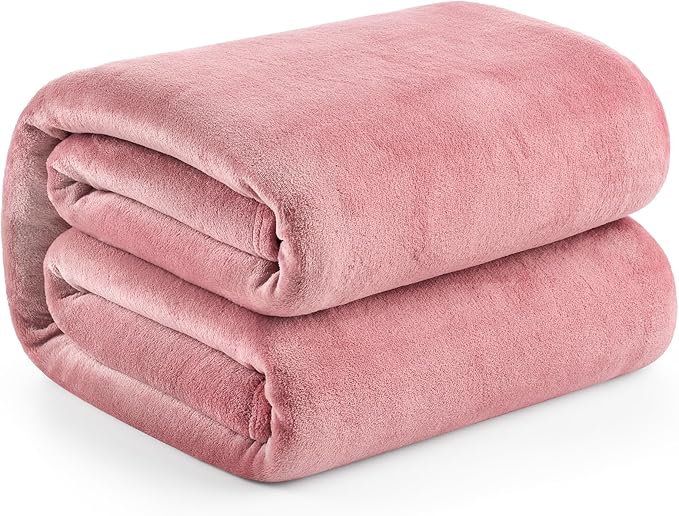 Hansleep Queen Fuchsia Fleece Blanket, Soft Flannel Bed Blanket | Fuzzy Cozy Blanket 90x90 Inches, Multi-use for Bed, Sofa, Couch, Travel, Camping, All Season Warm Lightweight Cover