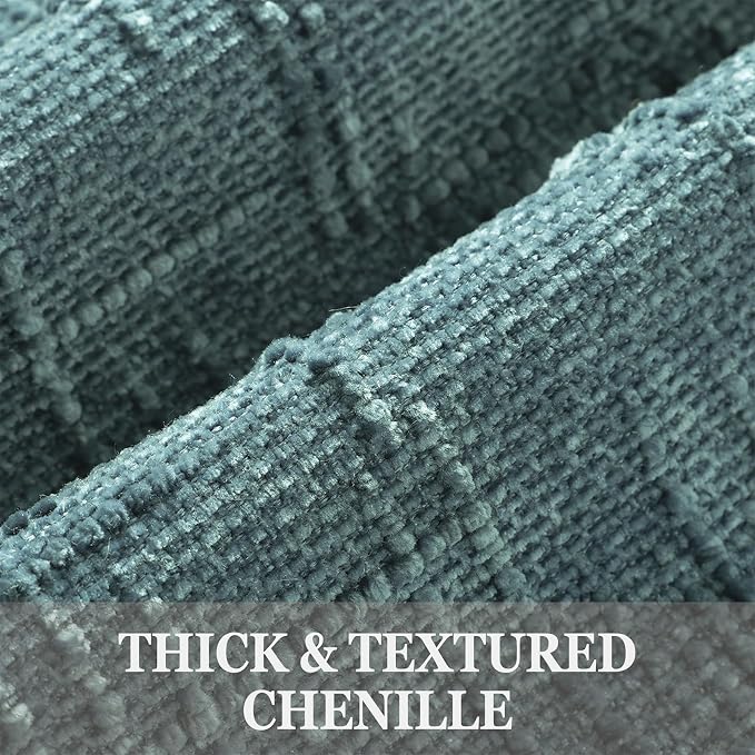 decorUhome Textured Chenille Throw Pillow Covers 22x22 Set of 2 Teal | Fall Modern Farmhouse Soft Cozy Slubby Couch Pillow Cases Boho Decorative Pillow Cases for Bed Sofa Living Room Home Decor