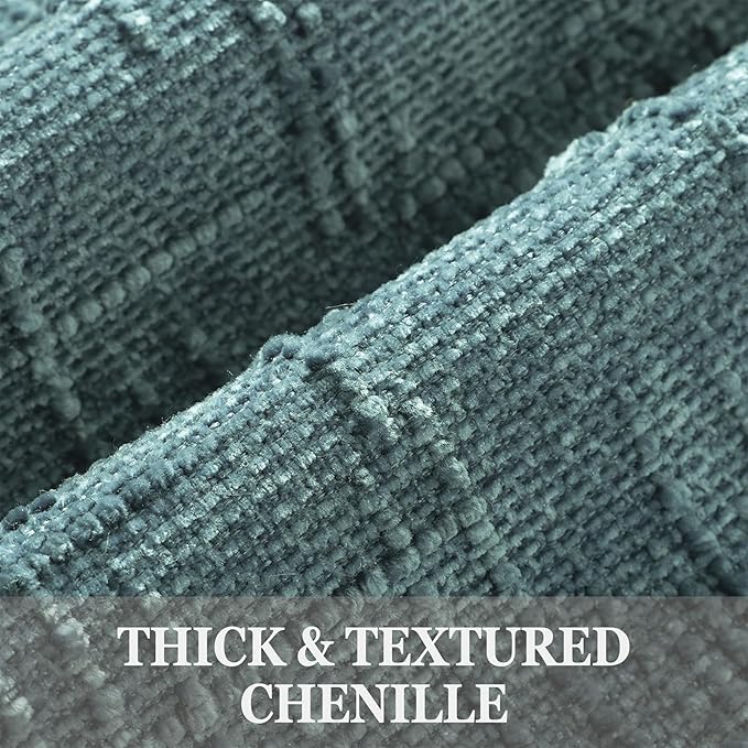 decorUhome Textured Chenille Throw Pillow Covers 20x20 Set of 2 Teal | Fall Modern Farmhouse Soft Cozy Slubby Couch Pillow Cases Boho Decorative Pillow Cases for Bed Sofa Living Room Home Decor