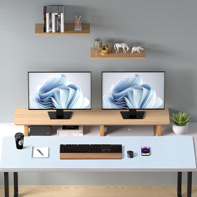 Aothia Leather Desk Pad Protector, Office Desk Mat, Large Mouse Pad, Non-Slip PU Leather Desk Blotter, Laptop Desk Pad, Waterproof Desk Writing Pad for Office and Home (48"x17", Baby Blue)