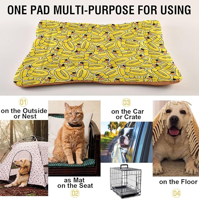 Rubber Duck Pet Bed Cute Dog Bed Mat Absorbing Non Slip Pad Pet Sleeping Mat for Small, Medium, and Large Dogs Puppy Cat 24 in x 18 in