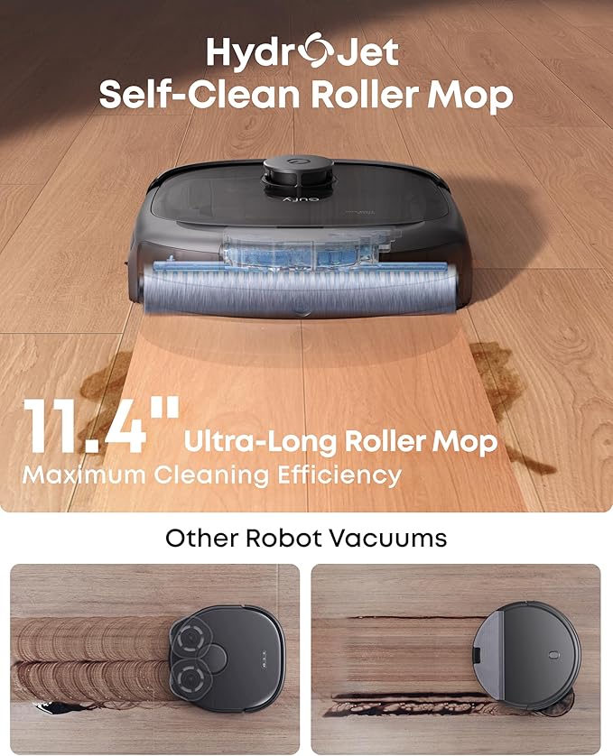 eufy E28 Matic Robot Vacuum and Mop, 20,000 Pa, Portable Carpet Cleaning | Roller Mop with HydroJet System, All-in-One Robot Vacuum and Mop Combo, Zero-Tangling, Corner-to-Edge Cleaning