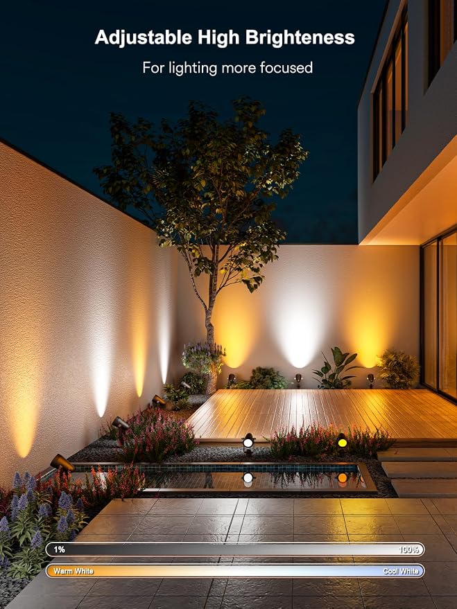 Smart Landscape Spotlights, Outdoor RGB Lights Works with APP/Voice Control | IP65 Waterproof, Low Voltage Color Changing Lighting for Yard Garden Pathway Lawn, 6 Pack