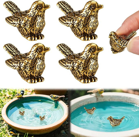 4 Pcs Mini Bird Shape Copper Bath Disk Ornaments Copper Bird Bath Purification Disks Birdbath Cleaner Single 0. 6 oz Weight Universal Fit for Outdoor Birdbaths, Bowl
