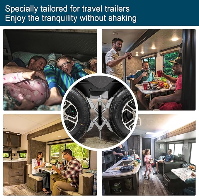 RV X Chocks Wheel Stabilizer for Travel Trailers, 2 Pack RV X-Shaped Wheel Chocks Open 2'' to 10'', Camper RV Tire Chock Stabilizers Locking Chock with Wrench for Travel Trailer Accessories