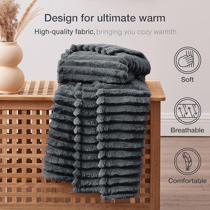 EXQ Home Gentle Soft Fleece Throw Blanket – Cozy Lightweight Blanket for Couch Bed – All-Season Warm Fuzzy Flannel Blanket for Women Mom Her – Gifts for Birthday(50"x60",Charcoal Grey)