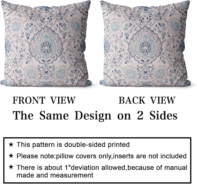 Snycler Boho Throw Pillow Covers 18x18 inch Set of 2 Terracotta Rust Blue Colored Throw Pillows Double Sided Boho Home Soft Decor for Bedroom Living Room Couch & Sofa (No Inserts)