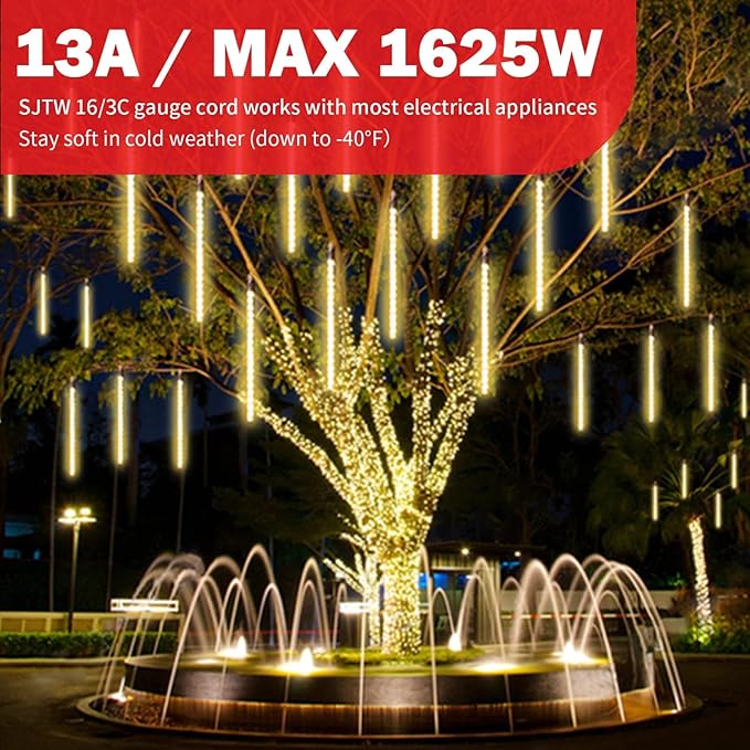 EP 50FT Black Outdoor Extension Cord, 16/3 SJTW Heavy Duty Waterproof, 3 Prong Grounded Plug, 13A 1625W 16AWG, Cold-Resistant Flexible Power Cable for Garden, Home, Christmas Lights