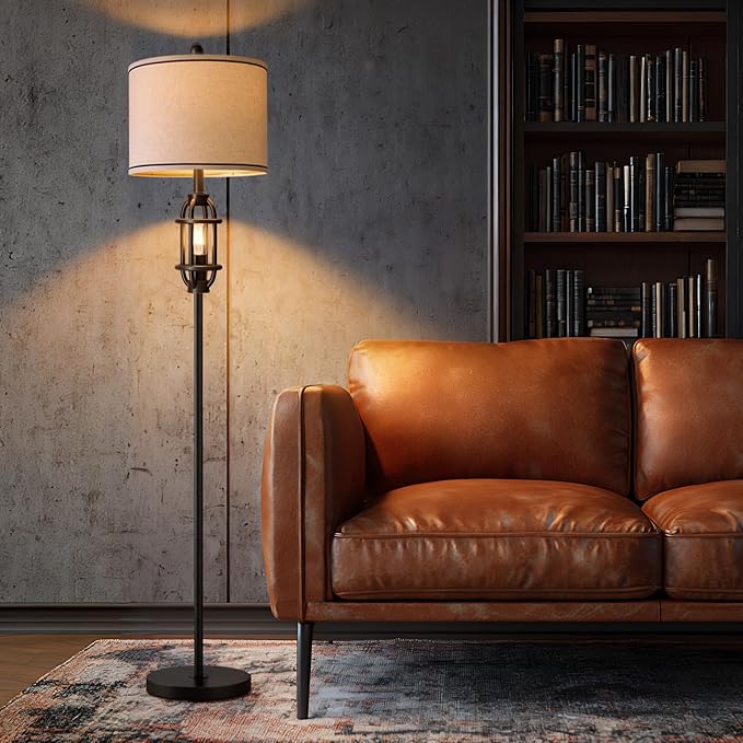 62.5" Floor Lamp for Living Room Industrial Black Standing Tall Lamps for Bedroom Mid Century Modern Corner Floor Lamps for Office Nursery Reading Light Room Lamp, Bulbs Included