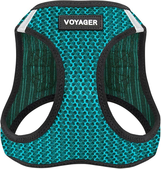 Best Pet Supplies - All Weather Mesh/Plush, Reflective, No Pull Harness for Small, Medium Dogs, Cats - Secure with Hook & Loop Fastener, Buckle, Double D-Rings - Turquoise 2-Tone, XS
