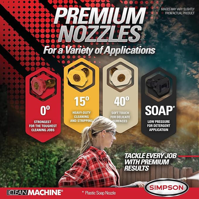 Simpson Cleaning 2900 PSI Gas Pressure Washer, 2.4 GPM Residential Power Washer with Siphon Hose, 25' Hose, Clean Machine, 49-State (CM61455)