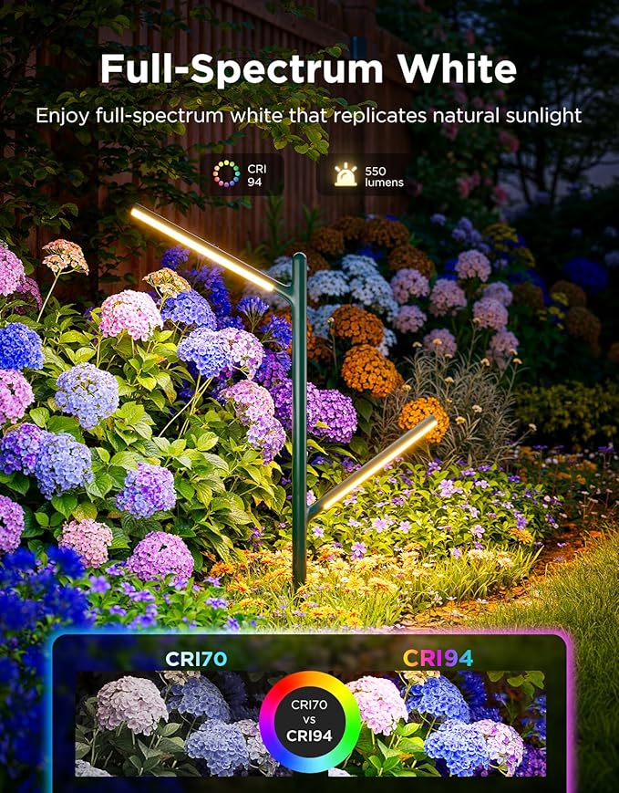 Govee Outdoor Garden Lights, 2 Pack, RGBWWIC, IP66 Waterproof | 16 Million Colors, 64 Scenes for Outdoor Decor, Patio, Landscape Lighting, Compatible with Alexa, Google Assistant, Matter