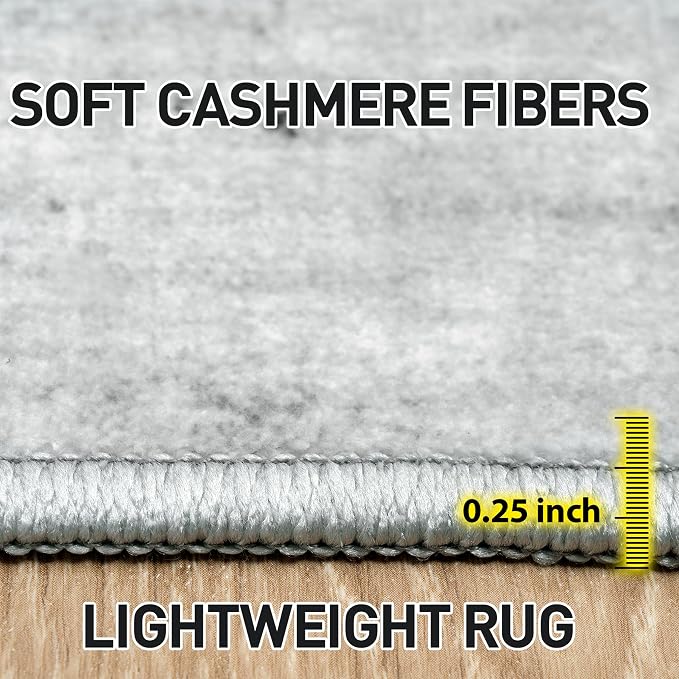 8x10 Area Rugs Washable Rug: Modern Abstract Living Room Rug Soft Anti-Skid Thin Carpet Indoor Floor Non-Shedding Carpets for Bedroom Dining Room Farmhouse Nursery Home Office Black White Grey