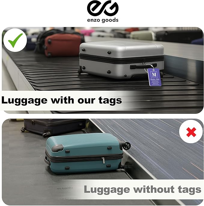Personalized Luggage Tag | 6 Pack | Custom Luggage Tags for Suitcases | Kids Backpack Tag | 10 Color Options & Choose Font, Font Color