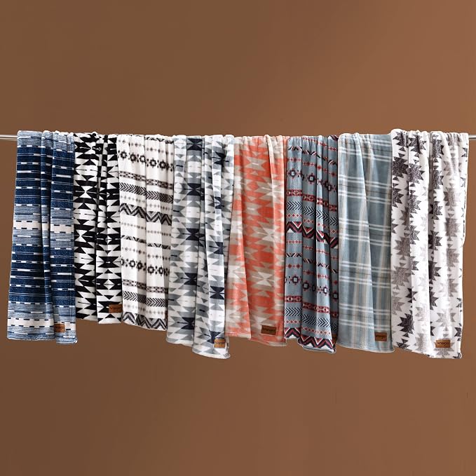 Wrangler - Blanket, Super Soft Plush Bedding, Yellowstone Inspired Throw Blanket for Couch or Bed (Navajo Black, 50" x 70")