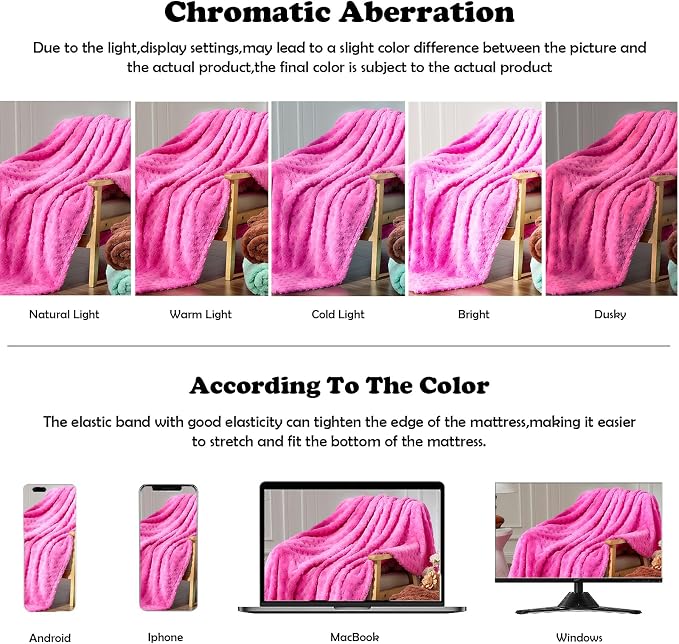 NEWCOSPLAY 3D Waffle Checkered Flannel King Blanket, Hot Pink, 90"x110" | Super Soft Cute Lightweight Decorative Premium Silky Fleece Blanket for Couch Sofa Bed, Gift for Women Men, All Season Use