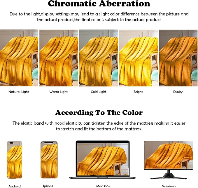 NEWCOSPLAY Fleece Leaves Pattern Queen Blanket, Mustard Yellow, 90"x90" | Super Soft Throw Blanket, Lightweight Cozy Bed Sofa Blanket, Premium Silky Flannel Fleece, Travel Blanket for All Season Use