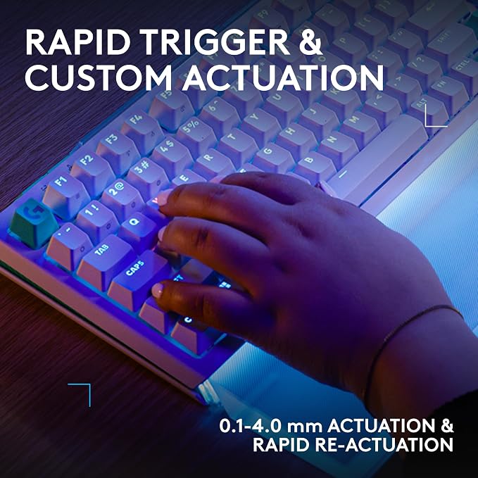 Logitech G512 X 98 TMR + Linear Switch Mechanical Gaming Keyboard - White | Hot-Swappable 9x TMR Rapid Trigger + Linear Mechanical Switches, Gasket, PBT Keycaps, <8K, LIGHTSYNC RGB, for PC & Mac