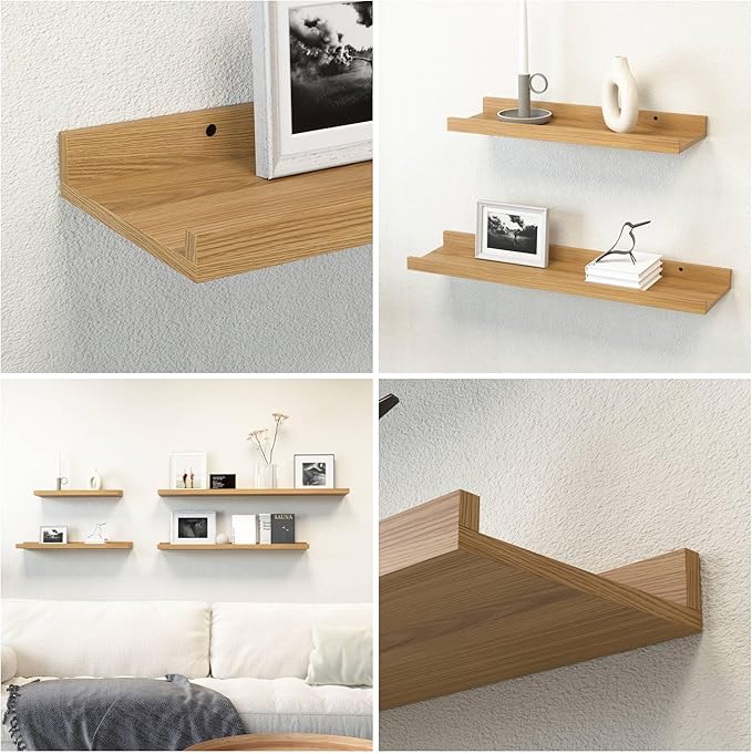 Boswillon Floating Shelves Set of 2, Long Wall Shelf with Lip, 48in, Oak | Display Ledge Shelf for Room Wall, Wall Decor Shelves for Bathroom, Living Room, Bedroom, Kitchen, Nursery Room, Rustic, Wood