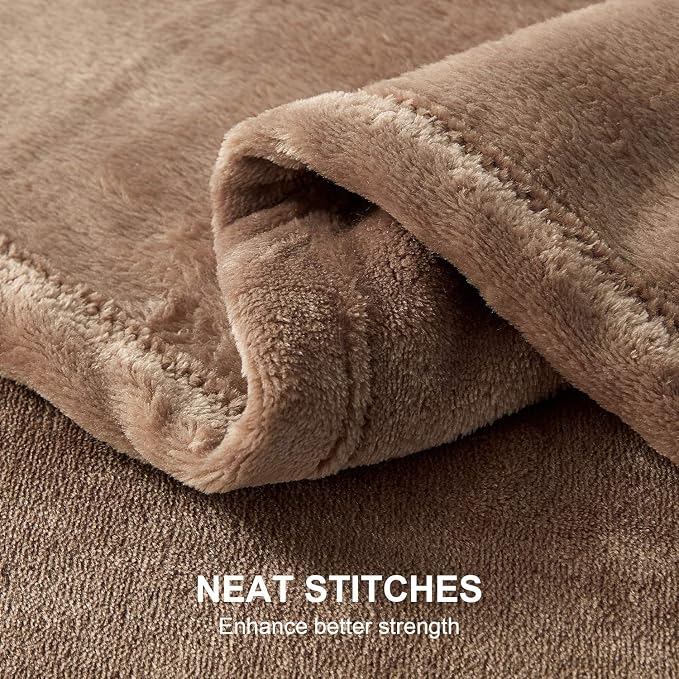 Hansleep Throw Camel Fleece Blanket, Soft Flannel Bed Blanket | Fuzzy Cozy Blanket 50x60 Inches, Multi-use for Bed, Sofa, Couch, Travel, Camping, All Season Warm Lightweight Cover